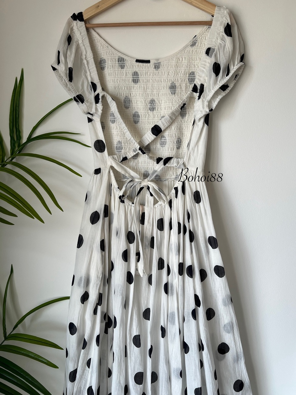 NWT Free People Ultraviolet Smocked Boho Maxi Dress Puff Sleeve Strappy Back - Picture 8 of 11